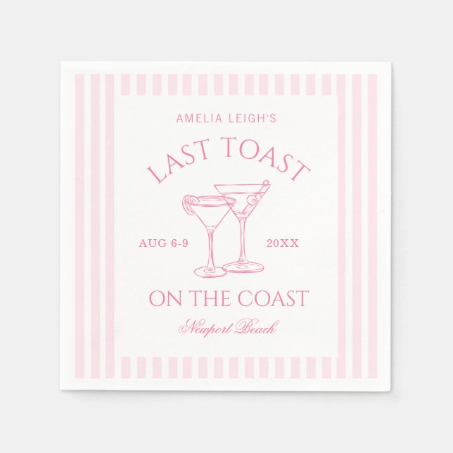 Letzter Toast am Wochenende des rosa Bachelorette Serviette (Vorderseite)