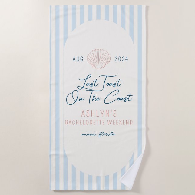 Letzter Toast an der Küste Bachelorette Beach Hand Strandtuch (Vorderseite)