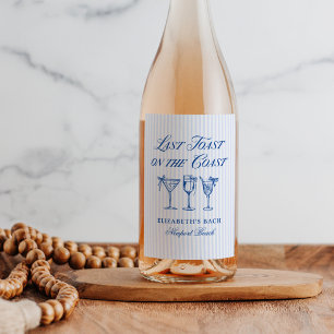 Letzter Toast an der Küste Elegante handgezeichnet Weinetikett