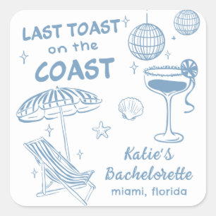Letzter Toast auf dem handgezogenen Bachelorette Quadratischer Aufkleber