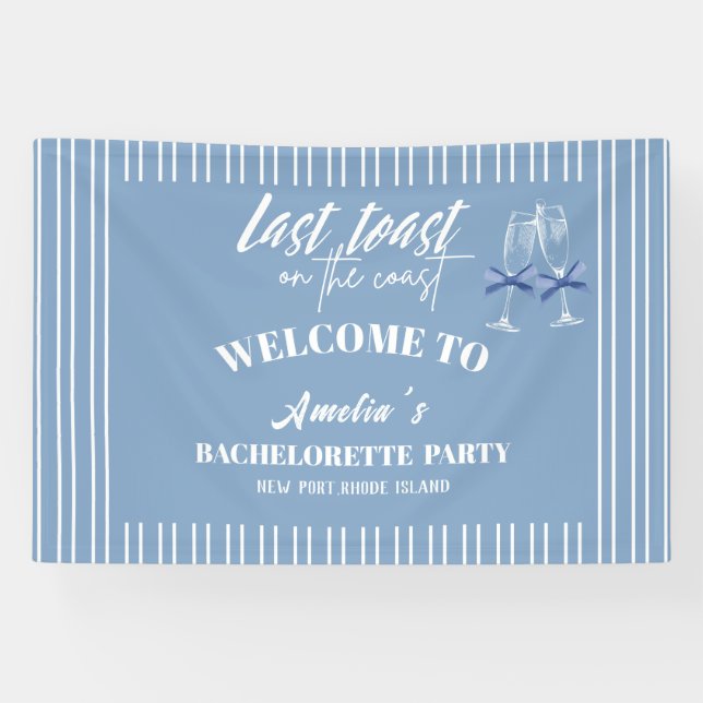 Letzter Toast auf der Küste blauen Bachelorette Em Banner (Horizontal)