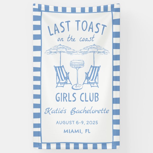 Letzter Toast Coast Beach Blue Junggeselinnen-Absc Banner (Vertikal)