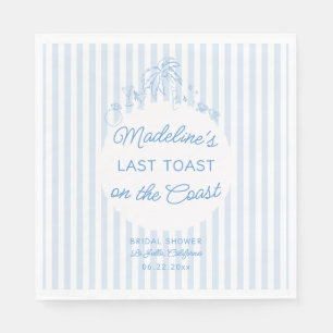 Letzter Toast Küstenblau Weiße Chic Brautparty Serviette