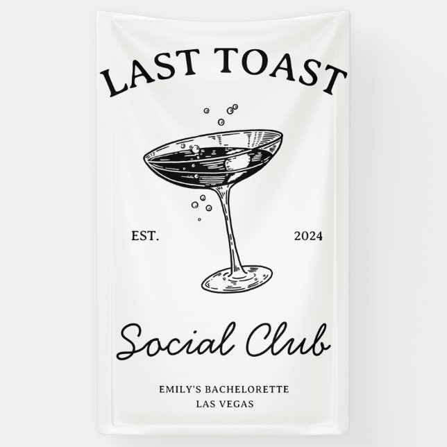 Letzter Toast Social Club Junggeselinnen-Abschied  Banner (Vertikal)