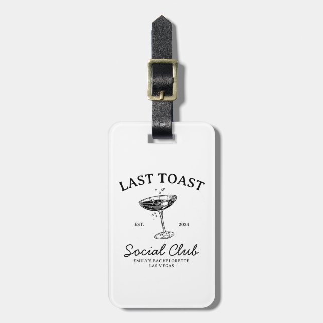 Letzter Toast Social Club Junggeselinnen-Abschied  Gepäckanhänger (Vorderseite vertikal)