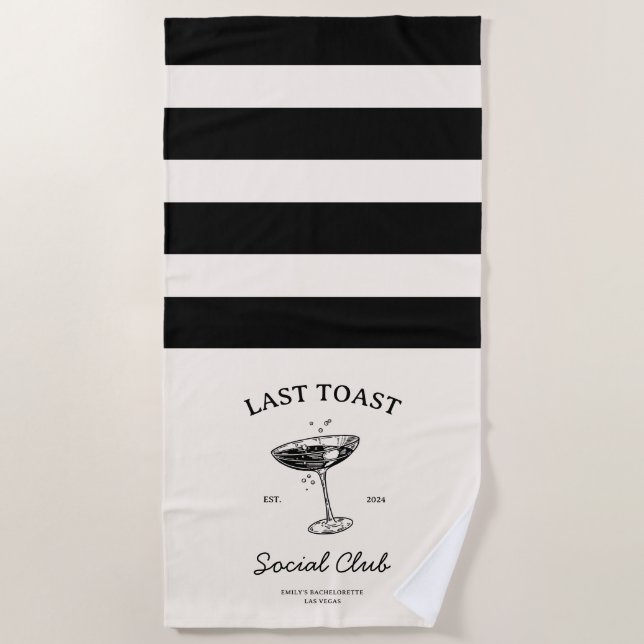 Letzter Toast Social Club Junggeselinnen-Abschied  Strandtuch (Vorderseite)