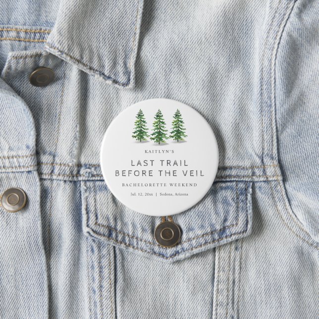 Letzter Trail Pine Forest Camping Junggesellinnena Button (Beispiel)