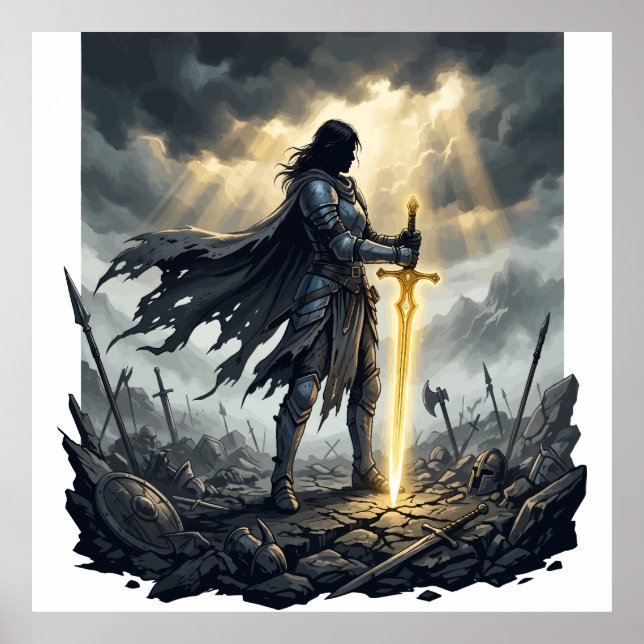 Letzter Überlebender Dark Fantasy Krieger Epischer Poster (Vorne)
