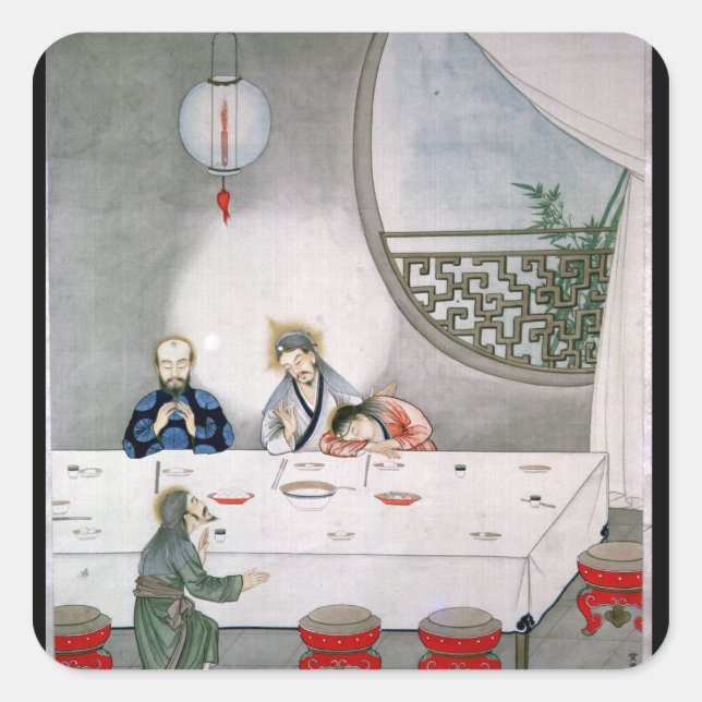 Letztes Abendessen Quadratischer Aufkleber (Vorderseite)
