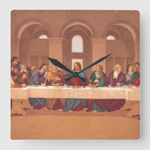 Letztes Abendmahl Jesu Christi Quadratische Wanduhr