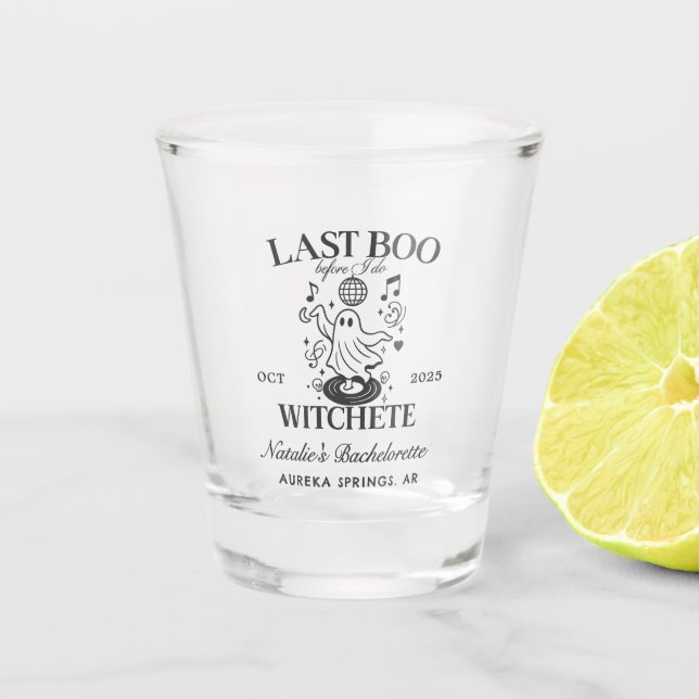 Letztes Boo, bevor ich Bachelorette-Halloween-Part Schnapsglas (Vorderseite)
