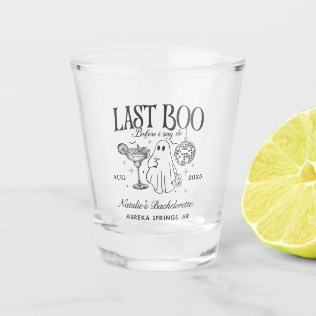 Letztes Boo, bevor ich Bachelorette-Halloween-Part Schnapsglas (Vorderseite)