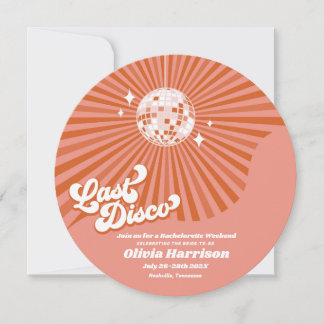 Letztes Disco Retro 70's Bachelorette Weekend Part Einladung
