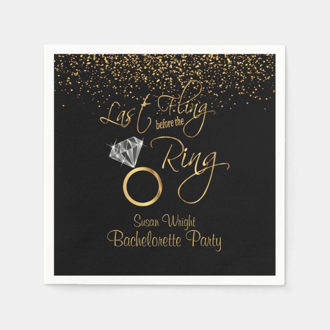 Letztes Flug vor dem Ring Bachelorette - Gold Serviette (Vorderseite)