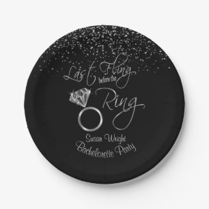 Letztes Flug vor dem Ring Bachelorette - Silber Pappteller