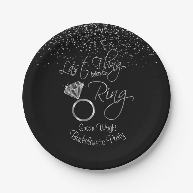 Letztes Flug vor dem Ring Bachelorette - Silber Pappteller (Vorderseite)
