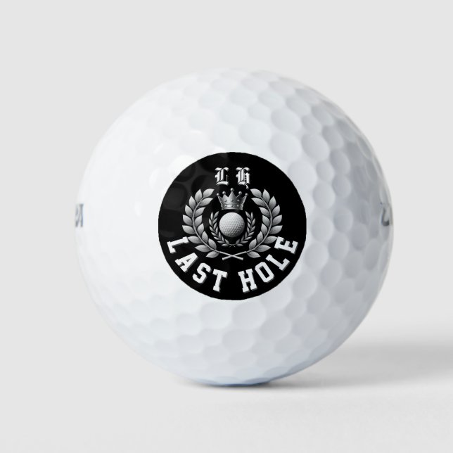 Letztes Loch LH Monogramm Krone & Lorbeerkranz Golfball (Vorderseite)