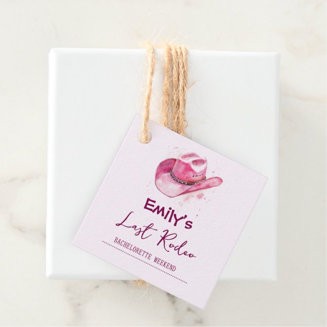Letztes Rodeo Bachelorette Wochenende | Pinkfarben Geschenkanhänger (Beispiel)