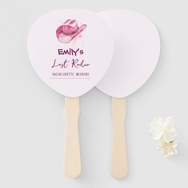 Letztes Rodeo Bachelorette Wochenende | Rosa Set d Fächer (Vorne und Hinten)
