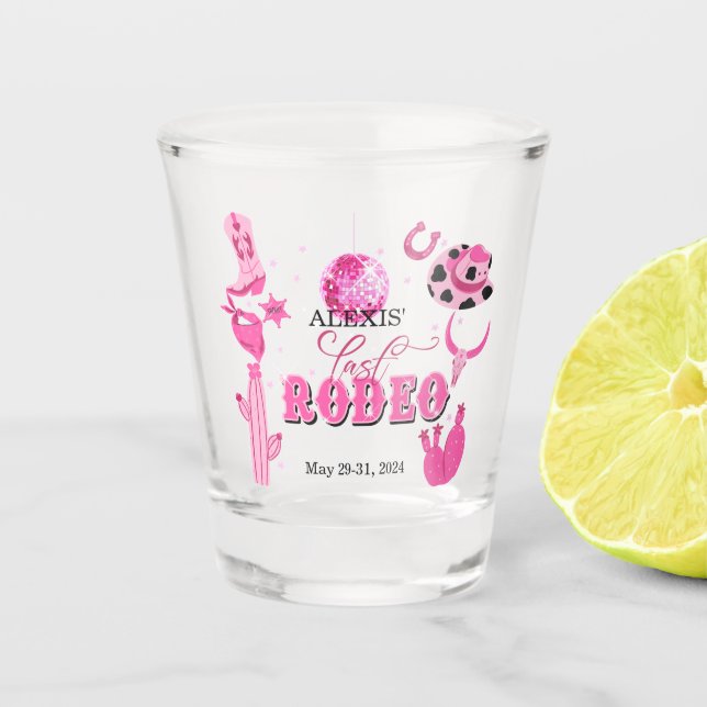 Letztes Rodeo-Brautparty/Bachelorette-Schießglas Schnapsglas (Vorderseite)