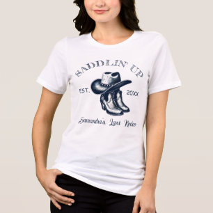 Letztes Rodeo Chinoiserie Blue Junggeselinnen-Absc Tri-Blend Shirt