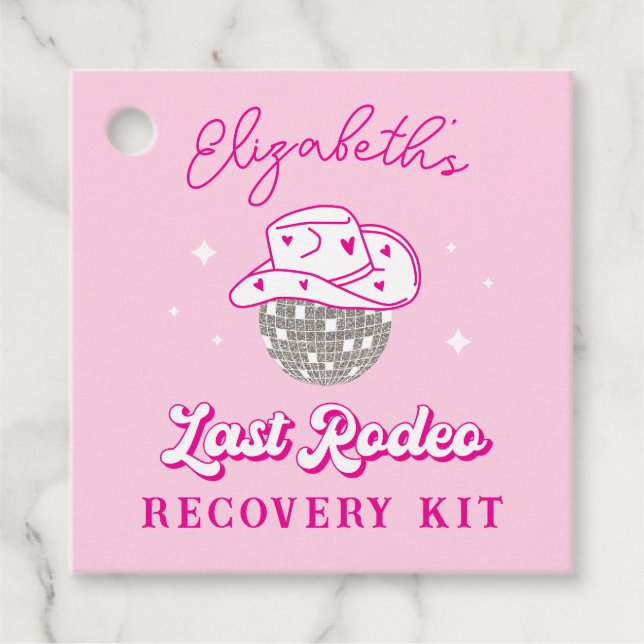 Letztes Rodeo Cowgirl Bachelorette Erholung Kit Geschenkanhänger (Vorderseite)