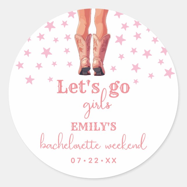 Letztes Rodeo Cowgirl Bachelorette Wochenende Runder Aufkleber (Vorderseite)