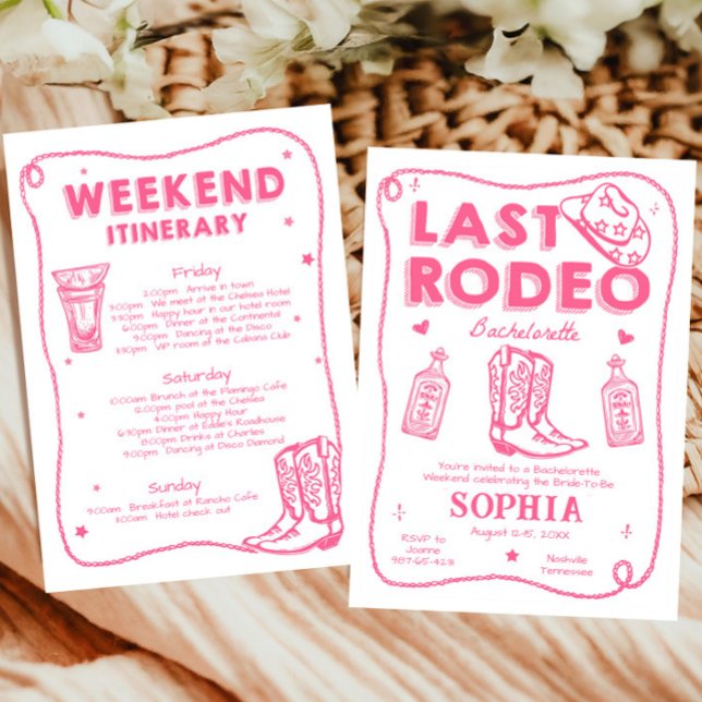 Letztes Rodeo Pink Bachelorette Wochenende Party Einladung (Von Creator hochgeladen)