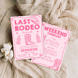 Letztes Rodeo Pink Cowgirl Bachelorette Wochenende Einladung