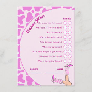 Letztes Rodeo Pink Cowgirl Brautparty Party Game Begleitkarte