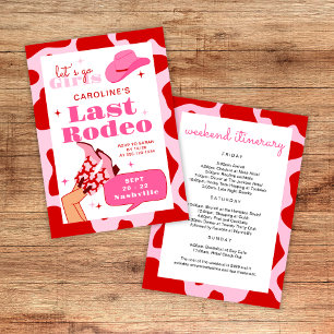 Letztes Rodeo Rot & Rosa Cowgirl Bachelorette Woch Einladung