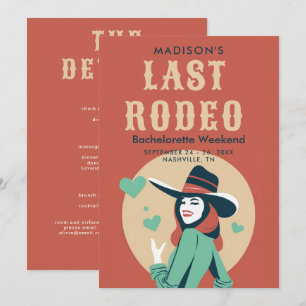 Letztes Rodeo Vintages Rotes Herz Bachelorette Woc Einladung