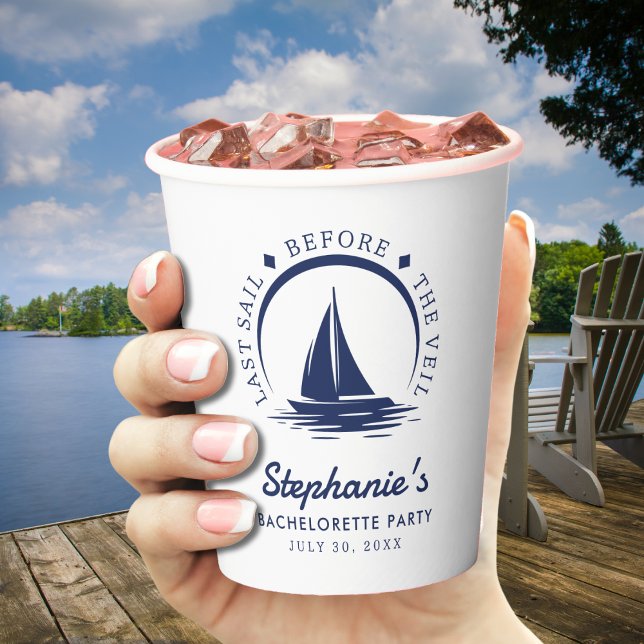 Letztes Segel vor dem Schleier-Junggeselinnen-Absc Pappbecher (Last Sail Before the Veil Bachelorette Party Paper Cups
)