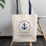 Letztes Segel vor dem Schleier-Junggeselinnen-Absc Tragetasche<br><div class="desc">Letztes Segel vor dem Schleier Nautical Anchor Hearts Navy Blauer Junggeselinnen-Abschied Tote Tag</div>