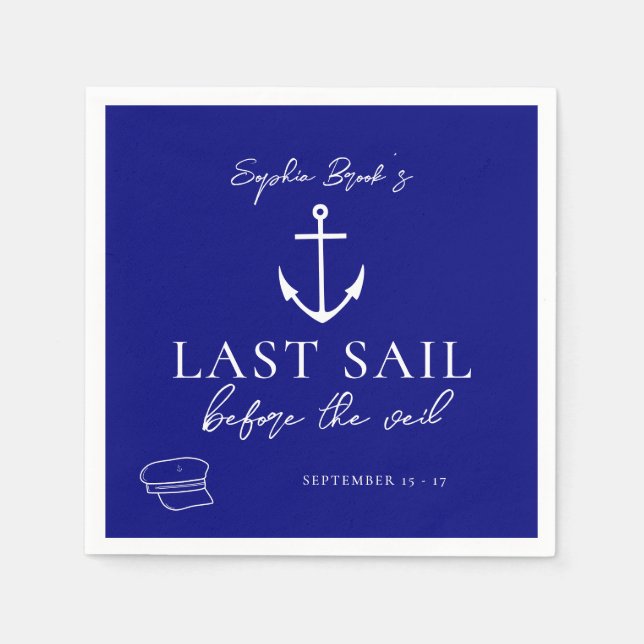 Letztes Segel vor dem Schleier Nautical Bacheloret Serviette (Vorderseite)