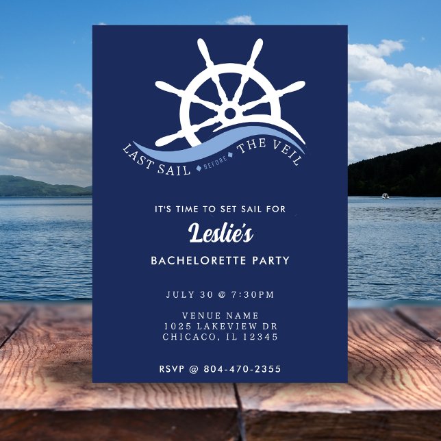 Letztes Segel vor dem Veil Helm Junggeselinnen-Abs Einladung (Last Sail Before the Veil Helm Bachelorette Party Invitation
)
