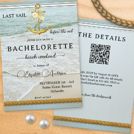 Letztes Segel vor dem Veil QR Bachelorette Wochene Einladung