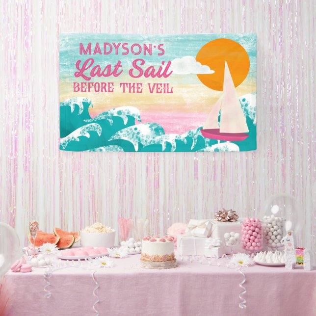 Letztes Segel vor dem Veil Sailboat Bachelorette Banner (Party)