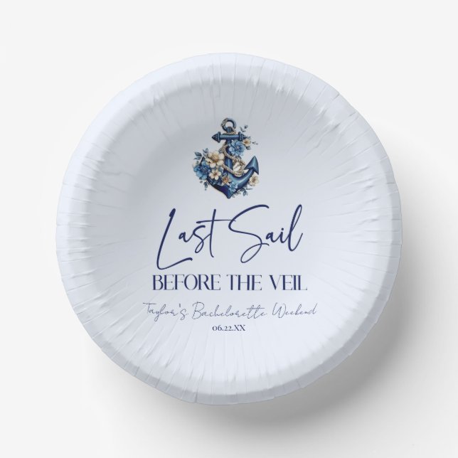 Letztes Segel vor Veil Bachelorette Wochenende Par Pappteller (Vorderseite)