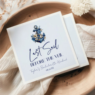 Letztes Segel vor Veil Bachelorette Wochenende Par Serviette