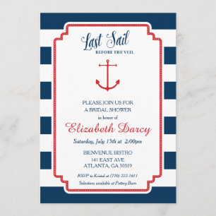 Letztes Segel vor Veil Nautical Bridal Einladung