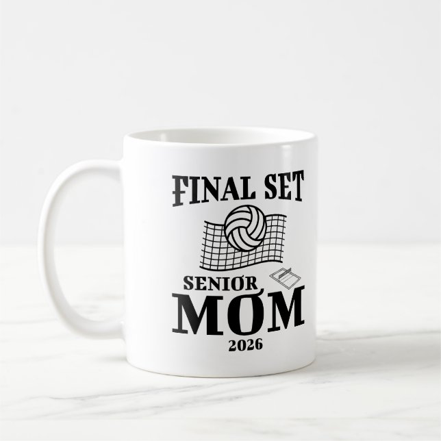 Letztes Set Senior Mama Class of 2026 Grad Volleyb Kaffeetasse (Links)