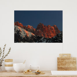 Letztes Sonnenlicht auf den Bergen Poster