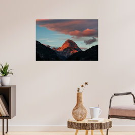 Letztes Sonnenlicht auf Mangart, Slowenien Poster