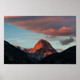 Letztes Sonnenlicht auf Mangart, Slowenien Poster