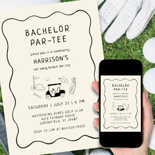Letztes Swing Golf Theme Bachelor Party Handgezeic Einladung