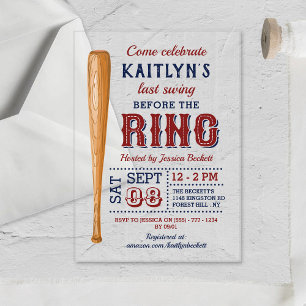 Letztes Swing vor dem Ring! Baseball-Brautparty Acryleinladungen