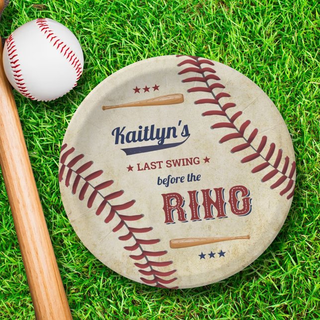 Letztes Swing vor dem Ring! Baseball-Brautparty Pappteller (Von Creator hochgeladen)