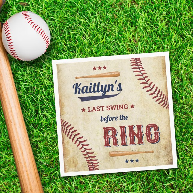 Letztes Swing vor dem Ring! Baseball-Brautparty Serviette (Von Creator hochgeladen)