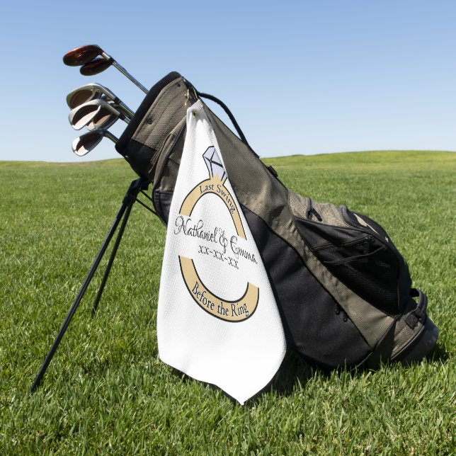 Letztes Swing vor dem Ring, Junggeselinnen-Abschie Golfhandtuch (Gras)
